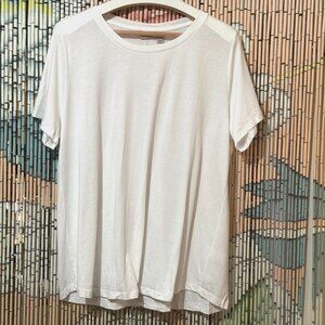 LOGO Principles Cotton Modal Short Sleeve Crew Neck Tee Shirt, White, L